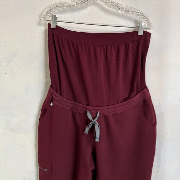 FIGS Women’s Technical Collection Burgundy Scrub Jogging Maternity Pants Large - Picture 2 of 15